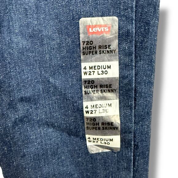NEW Levi's 720 Size 4 High Rise Super Skinny Jeans Size 27 Blue Denim Slim Fit - Picture 5 of 7
